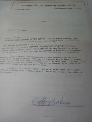 Rare Vintage Hof Auto Signed Letter Otto Graham Cleveland Browns Authenticity