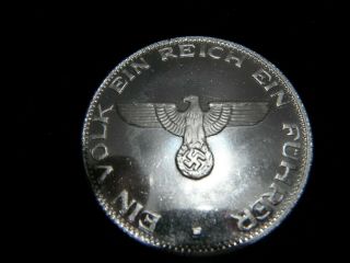 Third Reich Adolf Hitler Silver Coin 1889 - 1945 Very Rare - 85 -