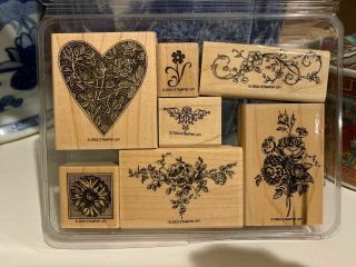 Stampin Up Gentler Times Wood Mounted Stamps Collectible Rare Set 2003 Vintage