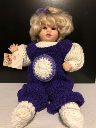 Vintage Fibre Craft 16” Teena Doll With Handmade Crocheted Jumper