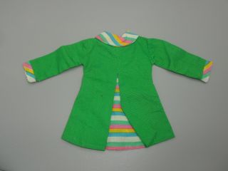 Vintage Mod Fashion Doll Green Mini Dress Striped Front Pleat 17 " Italocremona