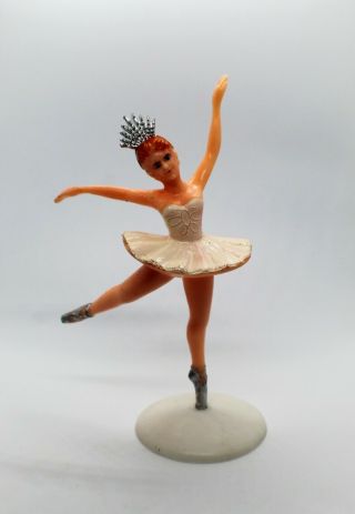 Vintage Ballerina With Tiara Hard Plastic Cake Topper
