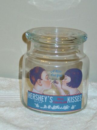 Rare Vintage Hershey’s Kisses Heavy Glass/crystal Canister Jar