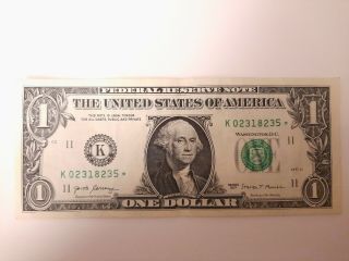 Star Note $1 Dollar Bill Error 2017 Serial Number K02318235 ☆ Ultra Rare Error