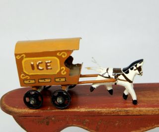 Vintage Wooden Ice Truck Horse Carriage Nursery Toy Dollhouse Miniature 1:12