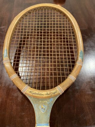 Antique Wright & Ditson Autograph Wood Tennis Racquet Vintage