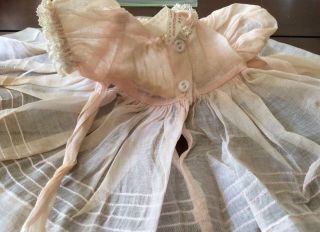 Vintage Pink Bonnie Doll Dress Sheer Organza With White Lace Trim With Tag 3