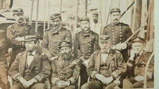 Rare 1860s Civil War Us Navy 8×10 Officers Deck Of Man Of War Albumen
