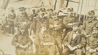 RARE 1860s Civil War US Navy 8×10 Officers Deck of Man of War Albumen 2