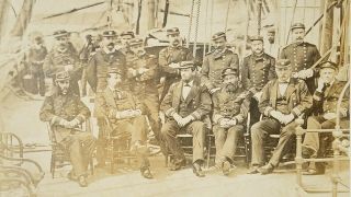 RARE 1860s Civil War US Navy 8×10 Officers Deck of Man of War Albumen 3