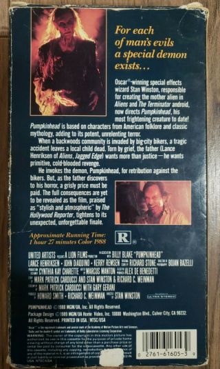 Pumpkinhead VHS Cult Horror 1988 Rare 2