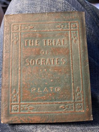 Antique Little Leather Library Book - “the Trial Of Socrates” By Plato