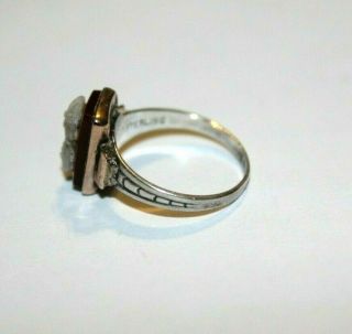 Vintage ring sterling silver and gold cameo pinky ring size 4.  5 pretty 2