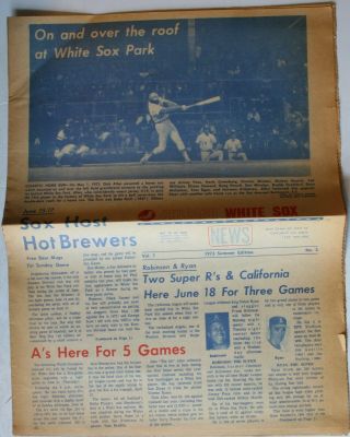 Rare 1973 Chicago White Sox News Dick Allen Home Run Front Cover Fan Newspaper