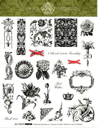 Anna Griffin 2 Sheets Clear Cling Stamp Set