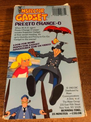 Inspector Gadget Presto Change - 0 VHS Movie VCR Video Tape Cartoon RARE 2