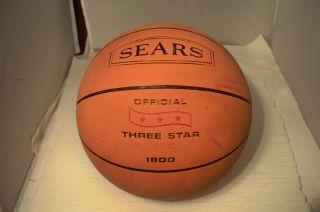 Vintage Rare Sears Official Three Star 1800 Basketball Made In Usa Display Only