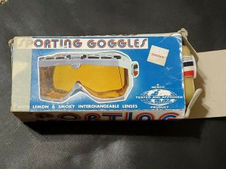 Vintage Nesco Sporting Goggles with box.  No extra lenses. 2