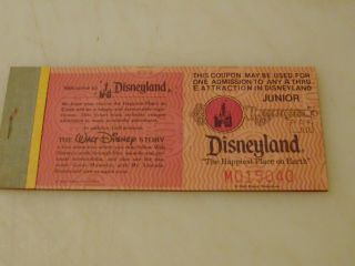 Rare Vintage Disneyland Ticket Book With All The Tickets Intact Sept.  / 