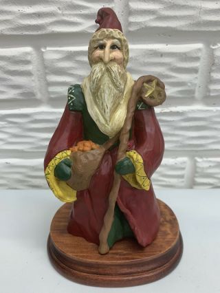 Vintage Lefever Sinterklaas Primitive 8”old World Santa With Staff Signed Rare