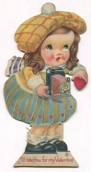 Die Cut Antique Valentine Card - " I 