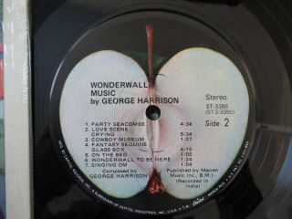 Beatles ULTRA RARE GEORGE HARRISON ' WONDERWALL MUSIC ' LP APPLE W CAPITOL LOGO 2
