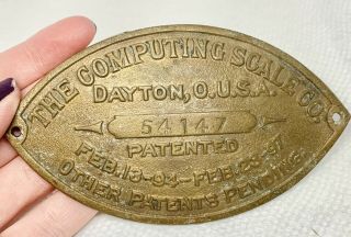 Antique Computing Scale Co.  Dayton,  OH.  Plaque 3