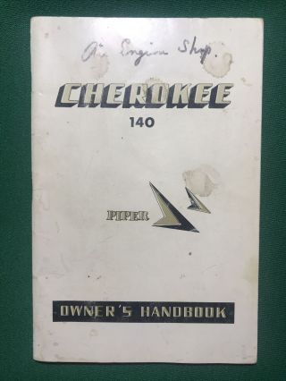 Rare Vintage 1964 Piper Cherokee 140 Aircraft Owners Handbook W Foldouts