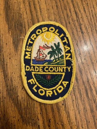 Rare Early Metropolitan Dade County Florida Police Patch State Of Fl