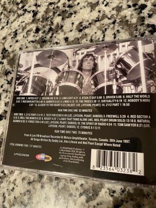 An Evening With RUSH live Toronto 1997 2CD Peart Tribute TEST FOR ECHO TOUR rare 3