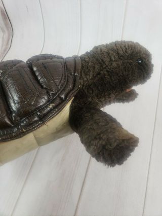 Folkmanis Baby Galapagos Turtle Hand Puppet Brown Vinyl Bouche Guc Rare