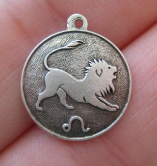 Vintage Sterling Astrology Leo Zodiac Sign Lion Silver Bracelet Charm