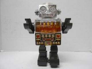 Sh Horikawa Battery Operated Piston Robot Space Tin Toy Rare Dark Version