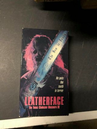 Leatherface Texas Chainsaw Massacre 3 Horror Oop Rare Slip Big Box Htf Vhs