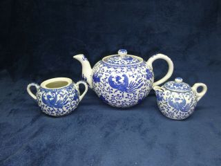 Rare Nippon Noritake Blue Phoenix Tea Set
