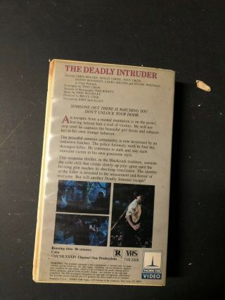 THE DEADLY INTRUDER THORN HORROR SOV SLASHER VHS BIG BOX OOP RARE SLIP HTF 2