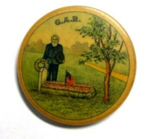 Antique 1900`s C.  D.  Kenny Teas & Coffees G.  A.  R.  Civil War Veteran Pinback Button