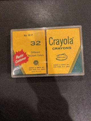 Vintage Binney & Smith Crayola Crayons 32 Count In Container Antique Collectible 2