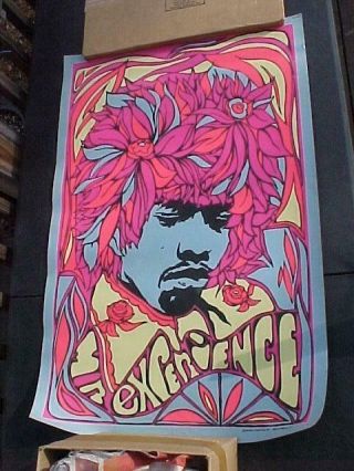 Rare Jimi Hendrix Mr.  Experience 1967 Blacklight Poster Pandora Productions