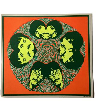 Rare 1967 Blacklight Beatles Art Poster Miller A Sirkia Mandala Kaleidoscope