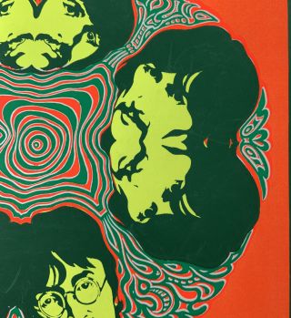 Rare 1967 BLACKLIGHT BEATLES ART POSTER Miller A Sirkia Mandala Kaleidoscope 3