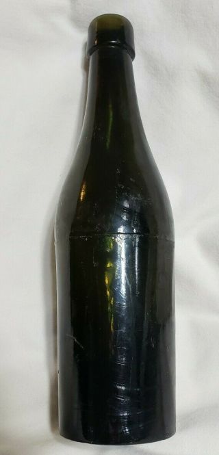 Antique Dark Green Olive Beer Bottle Three Part Mold Blob Top No Chips