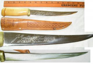 1 Vintage Rapala Striper Fish Fillet Knife J Marttiini Finland 14 " Rare W/sheath