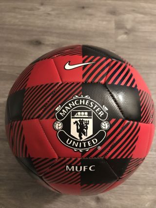 Nike Manchester United Soccer Ball Size 5 Rare Red & Black Plaid
