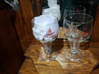 12/5) Rare Pair - 2,  Vtg Miller High Life Beer (moon Girl) Goblet Glasses 6 "