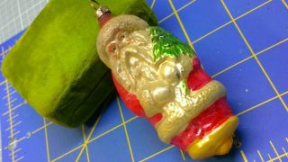 Antique German Christmas Glass Santa With Tree Ornament