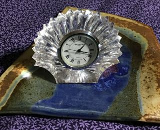 Rare Vintage Waterford Crystal Clock Clam Shell Miniature Mantle Desk Ireland
