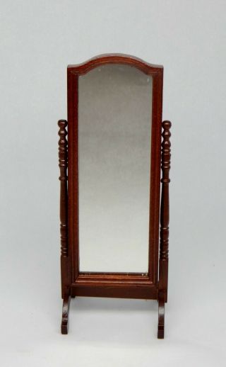 Vintage Bespaq Mahogany Cheval Mirror Dollhouse Miniature 1:12