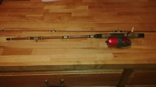 Vintage True Temper 63t Uni - Spin Fishing Rod Reel 63l Red Holloglass 6 Foot Usa
