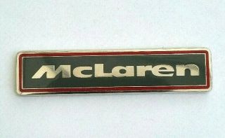 F1 McLAREN Badge.  Very Rare.  Size 60mm x 14mm.  Laminated Metal Badge. 3